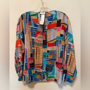 Akris Multicolor Graphic Silk Shirt